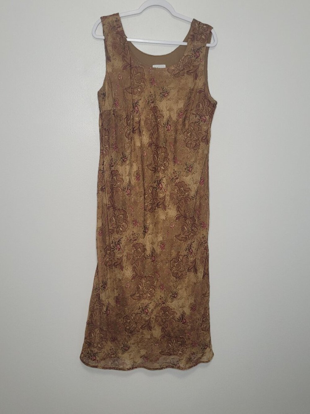 Vintage 90s K Woman brown tones boho grunge witchy midi maxi dress size 18